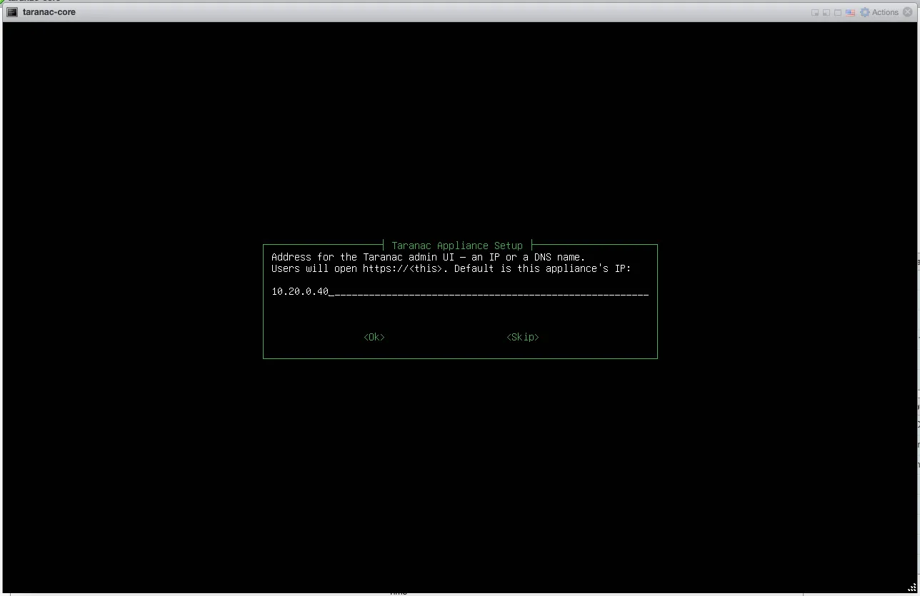 Wizard prompting for the admin UI address