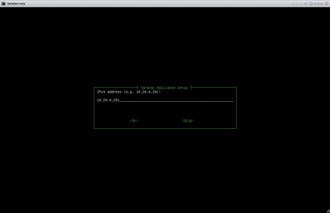 Wizard prompting for the IPv4 address