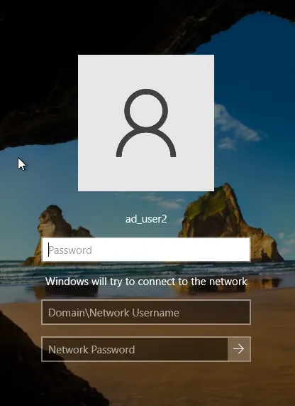 Windows logon screen asking for network credentials in addition to the Windows password